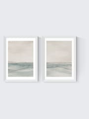 East End Prints Set of 2 White Still Sea Wall Art Prints by Dan Hobday - Image 2 of 2