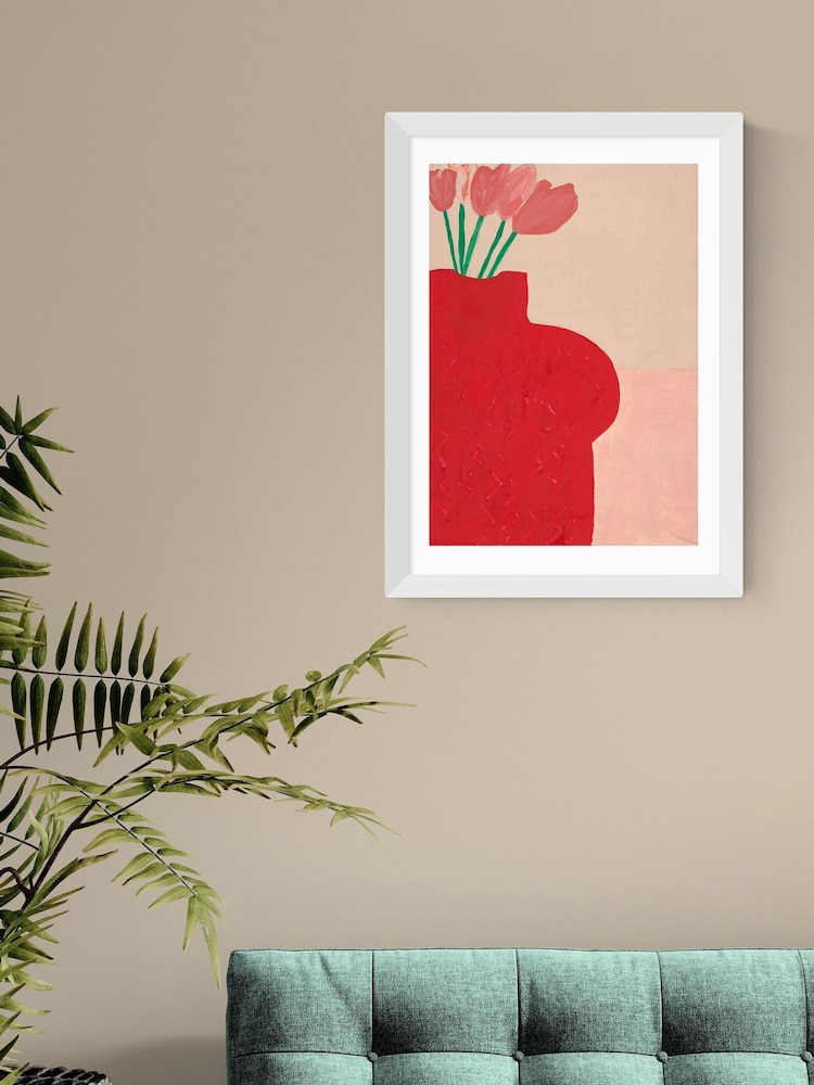 East End Prints White Red Bust Vase Wall Art Print by Lucy Muss - Image 1 of 3 East End Prints White Red Bust Vase Wall Art Print by Lucy Muss - Image 1 of 3