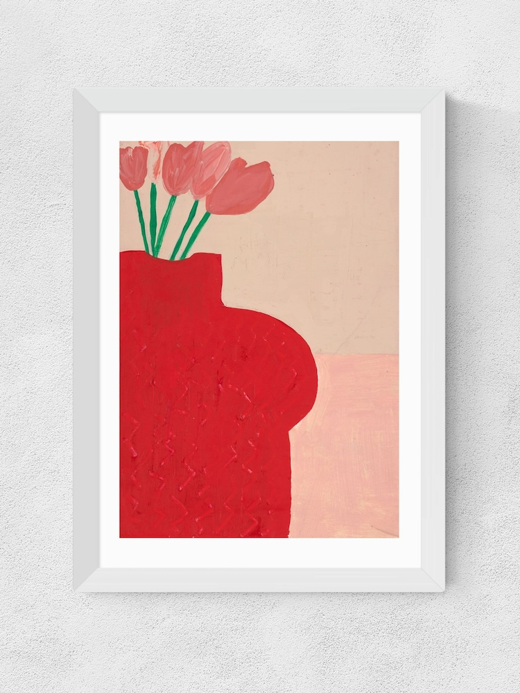 East End Prints White Red Bust Vase Wall Art Print by Lucy Muss - Image 2 of 3 East End Prints White Red Bust Vase Wall Art Print by Lucy Muss - Image 2 of 3