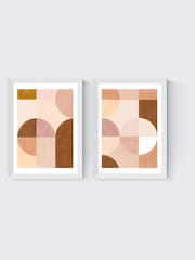 East End Prints Set of 2 White Blush Mid Century Geometrics Wall Art Prints by The Print Republic - Image 2 of 2