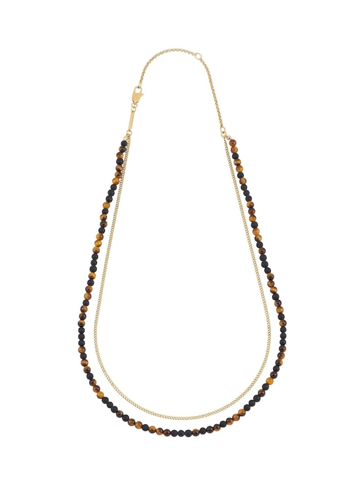 Bartlett Waterproof Mixed Tiger's Eye And Matt Onyx Double Black Necklace - صورة 1 من 3