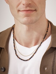 Bartlett Waterproof Mixed Tiger's Eye And Matt Onyx Double Black Necklace - صورة 3 من 3