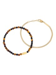 Bartlett Waterproof Matt Black Onyx and Tiger's Eye Duo Black Bracelet Set - Image 1 of 3