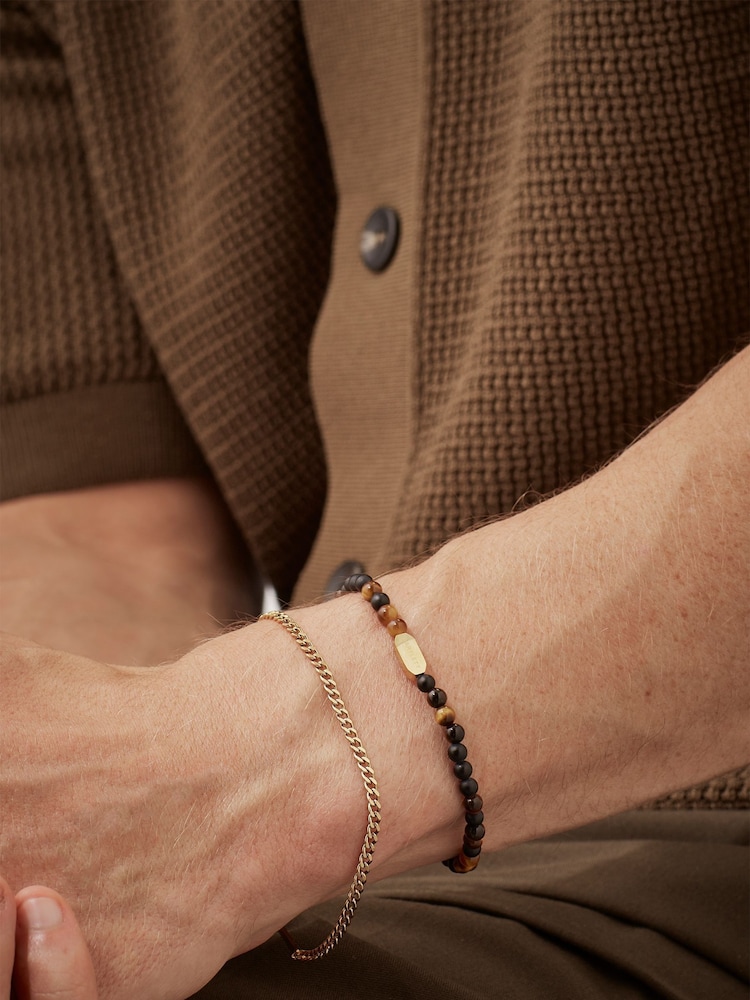 Bartlett Waterproof Matt Black Onyx and Tiger's Eye Duo Black Bracelet Set - Image 3 of 3