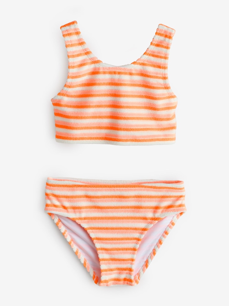 Orange Textured Striped Bikini - Image 1 of 1