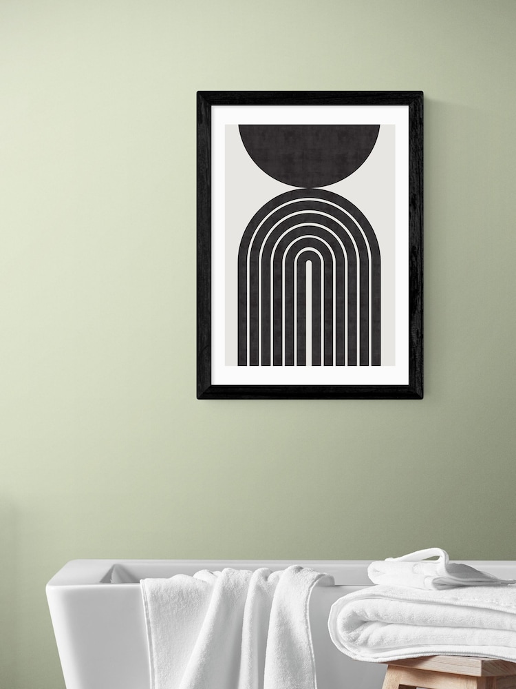 East End Prints Black Abstract Rainbow Circle Wall Art Print by Crayon Studio - Image 1 of 3