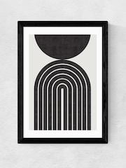 East End Prints Black Abstract Rainbow Circle Wall Art Print by Crayon Studio - Image 2 of 3