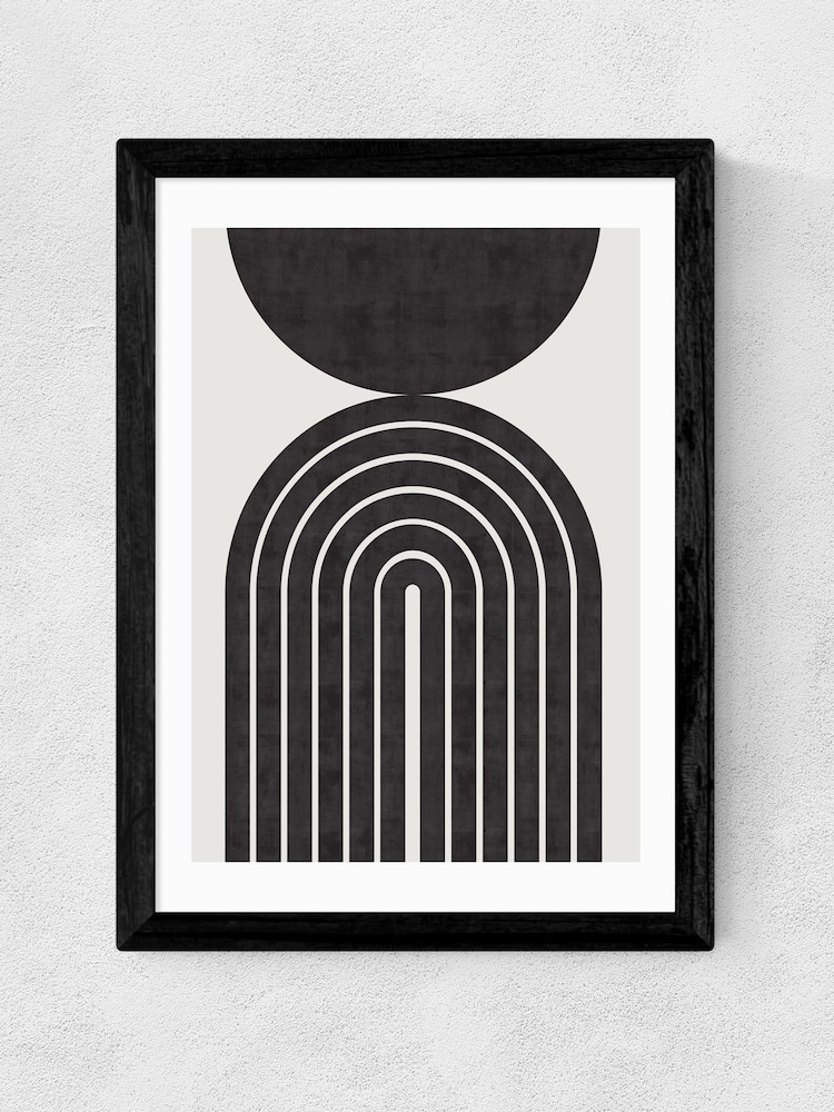 East End Prints Black Abstract Rainbow Circle Wall Art Print by Crayon Studio - Image 2 of 3