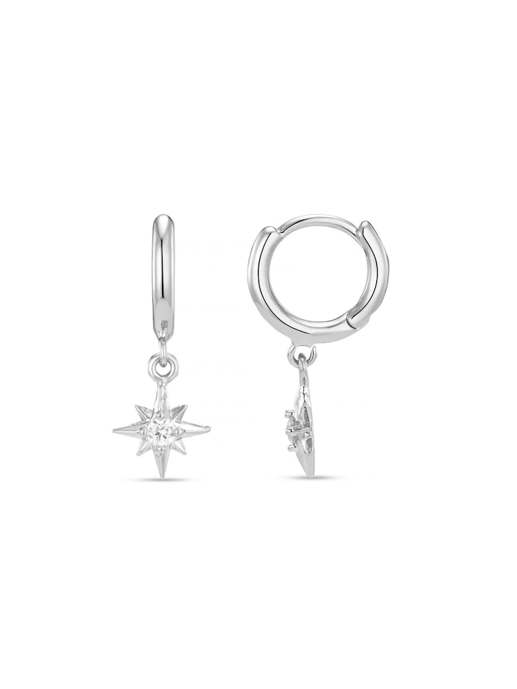 Orelia London Silver Tone Crystal Starburst Micro Hoops in a Gift Box - Image 1 of 3 Orelia London Silver Tone Crystal Starburst Micro Hoops in a Gift Box - Image 1 of 3