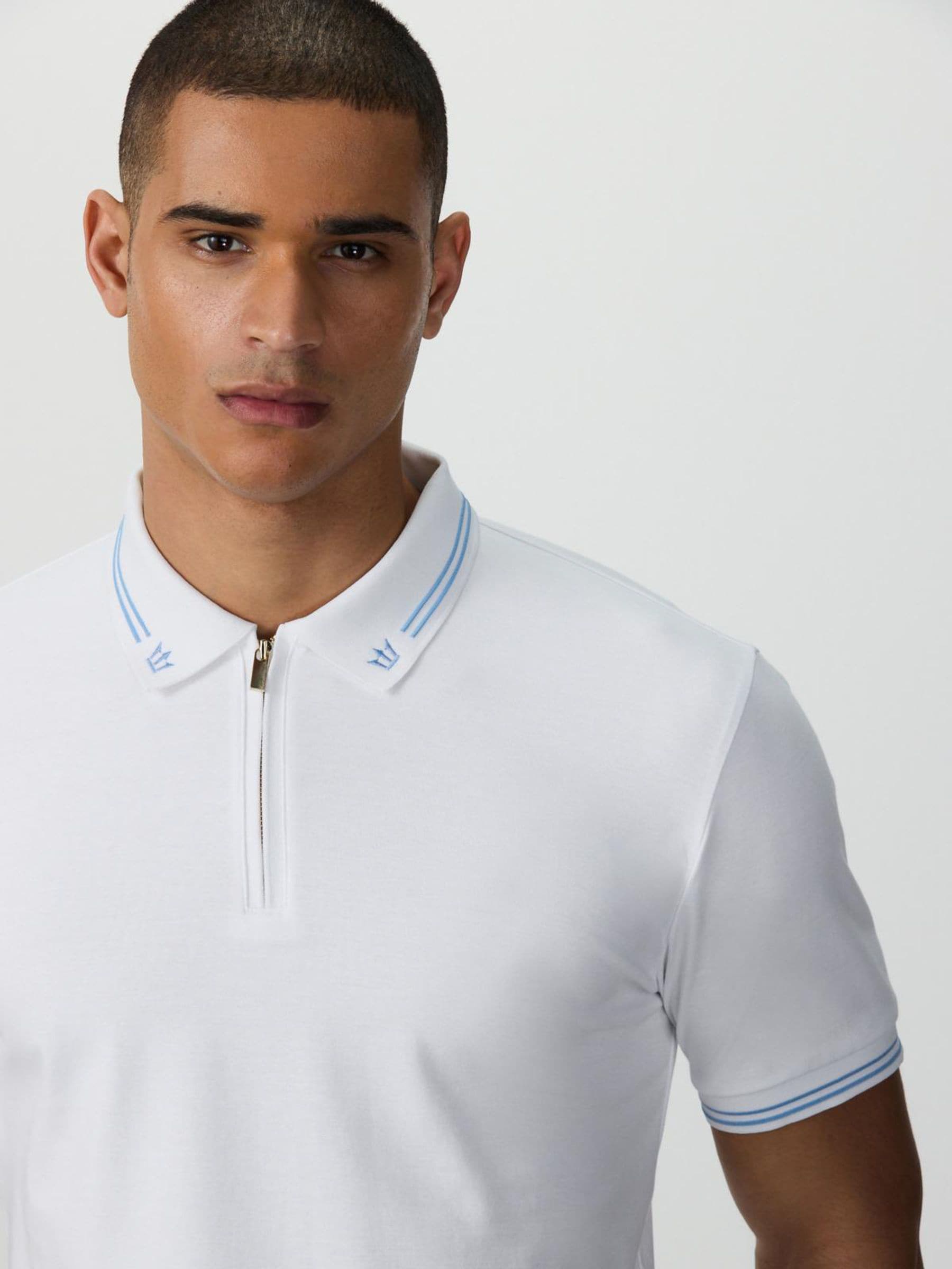 トップス papier Polo tee/white Comprar Branco - Tipped Zip Neck Polo Shirt from Next Brazil