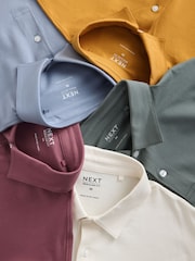 Blue/Yellow/Sage Green/Pink/Ecru Regular Fit Short Sleeve Jersey Polo Shirt 5 Pack - Image 7 of 8