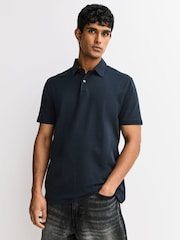 Green/Grey/Navy Plain Short Sleeve Jersey Polo Shirts 3 Pack - Image 4 of 9