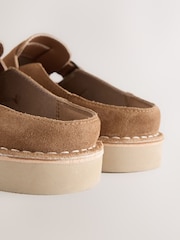 Rust Brown Suede Stitch Out Mules - Image 2 of 6