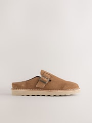 Rust Brown Suede Stitch Out Mules - Image 3 of 6