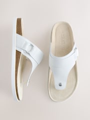 White Toe Thong Footbed Sandals With Hardware - Image 1 of 5
