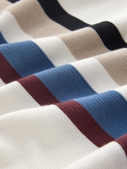 Blue/White Vertical Stripe Quarter Zip Polo Shirt - Image 7 of 7