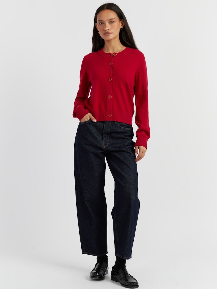 Chinti & Parker Red Wool Cashmere Crew Neck Cardigan - Image 1 of 4