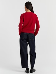 Chinti & Parker Red Wool Cashmere Crew Neck Cardigan - Image 2 of 4