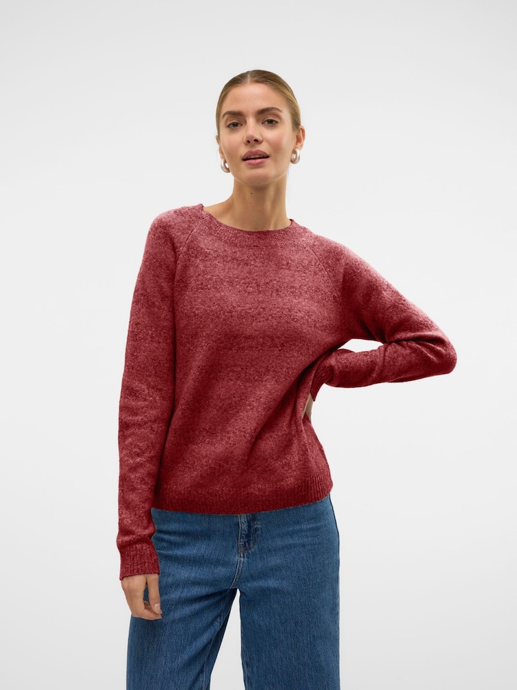 VERO MODA Red Round Neck Soft Touch Cosy Knitted Jumper - Image 1 of 4