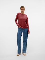 VERO MODA Red Round Neck Soft Touch Cosy Knitted Jumper - Image 3 of 4