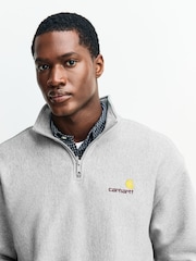 Carhartt WIP Grey Half Zip American Script Sweatshirt - Image 5 of 6