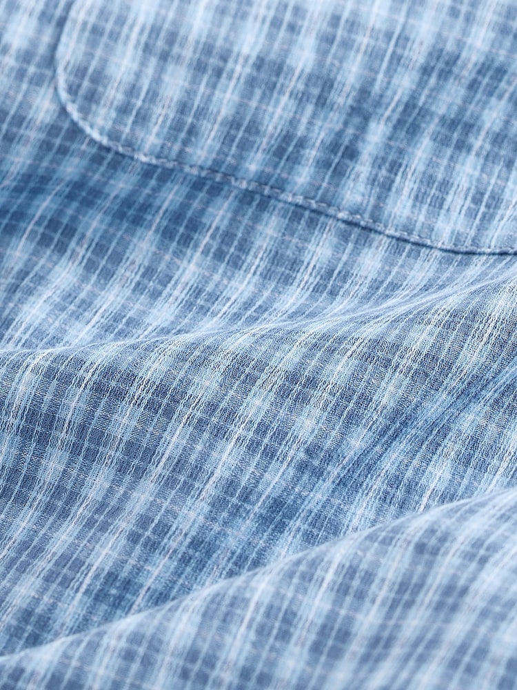 Light Blue Micro Check Long Sleeve Shirt - Image 8 of 8 Light Blue Micro Check Long Sleeve Shirt - Image 8 of 8