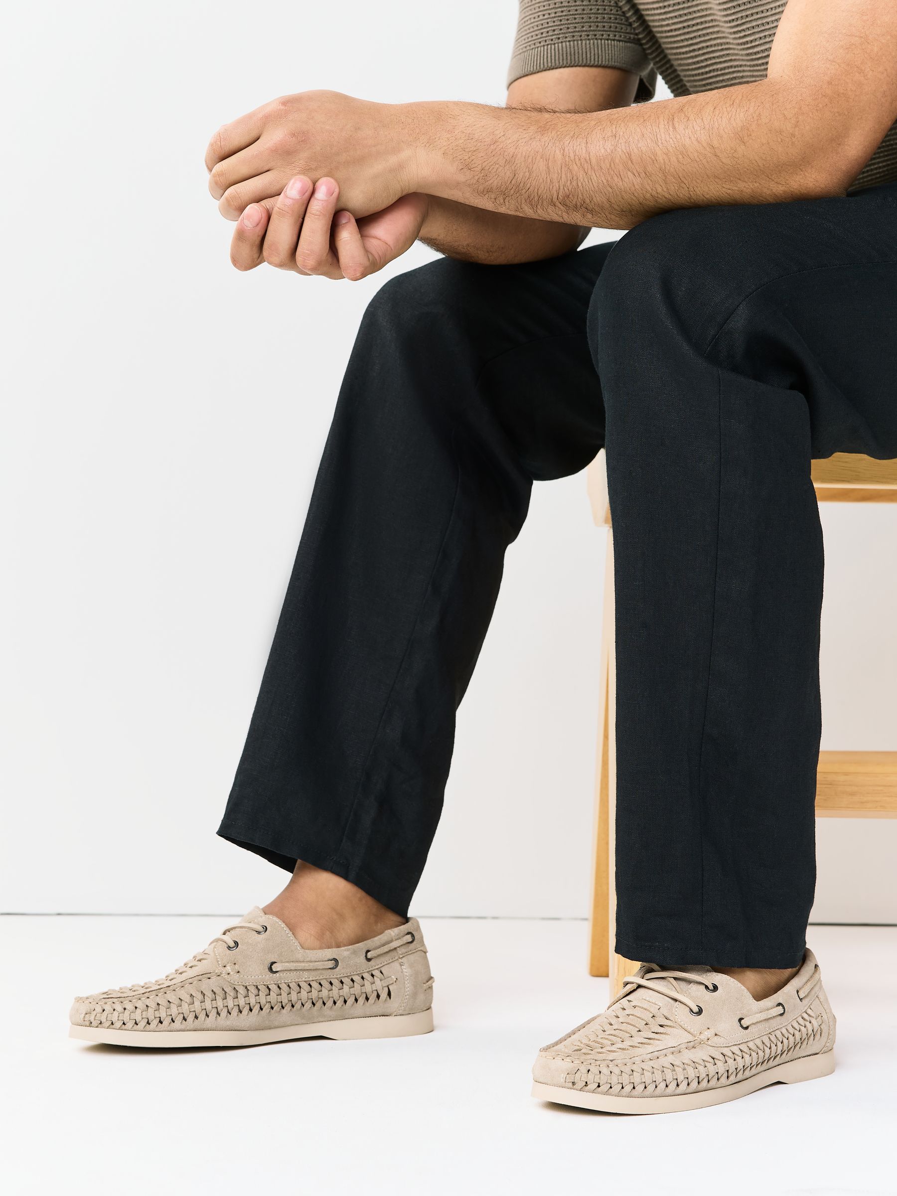 Buy Neutral Leather Weave Boat Shoes from Next USA