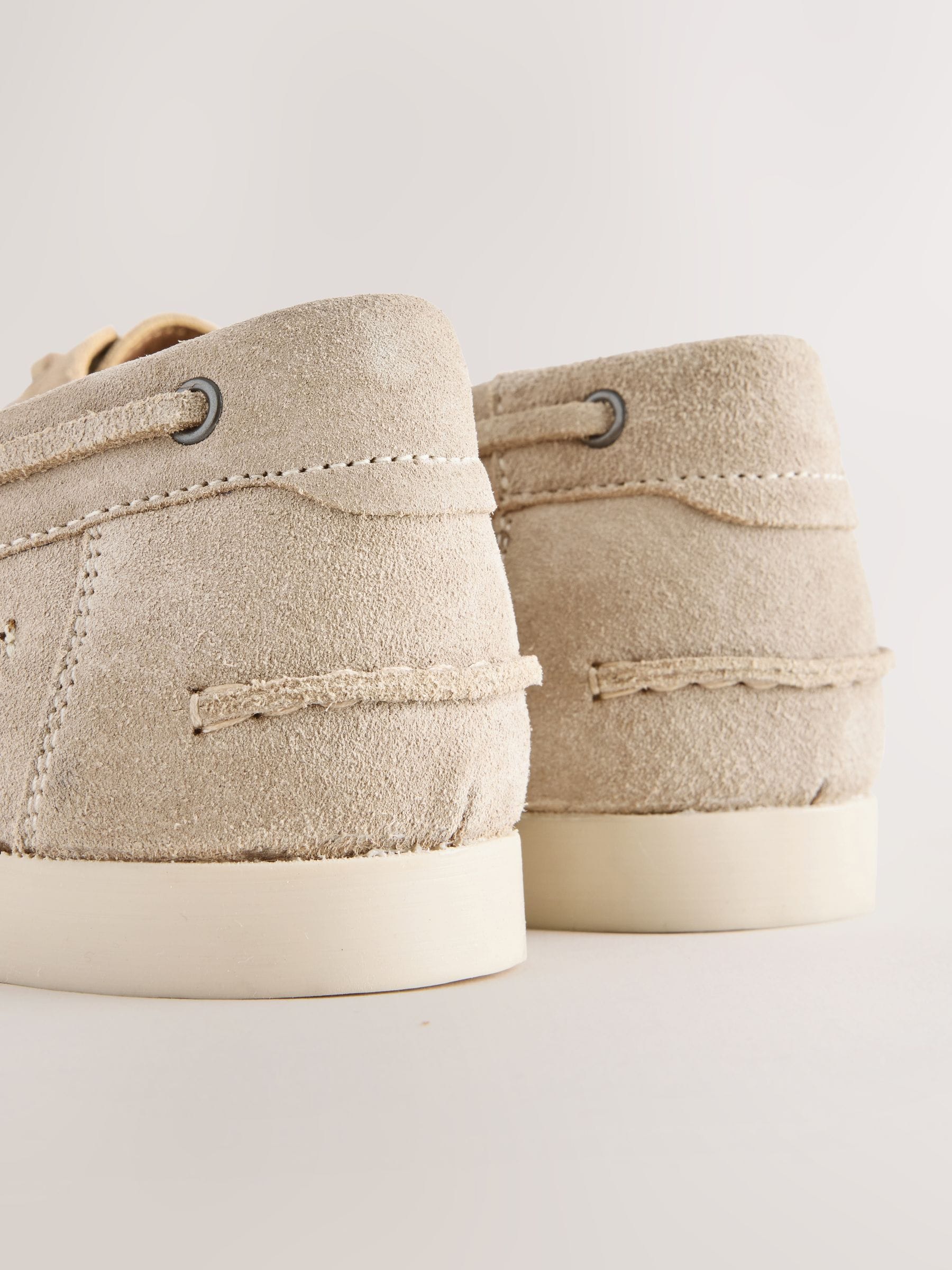 Buy Neutral Leather Weave Boat Shoes from Next USA