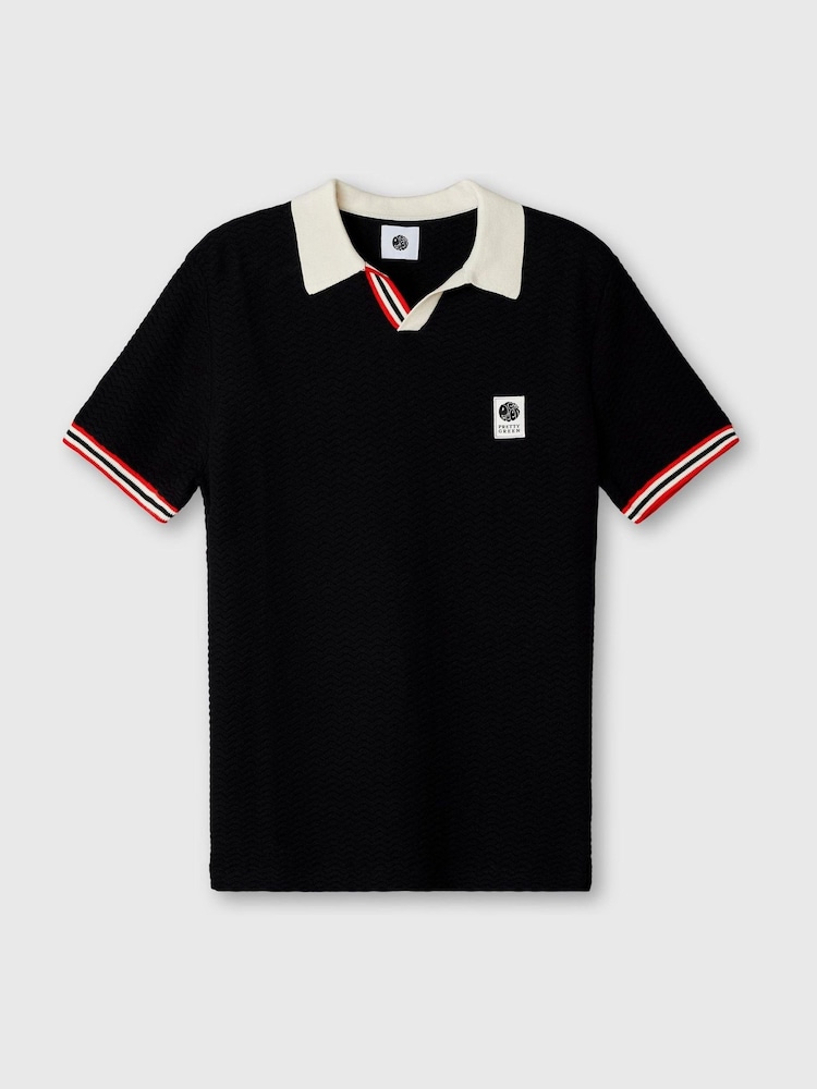 Pretty Green Stratosphere Knit Black Polo Shirt - Bild 1 von 1
