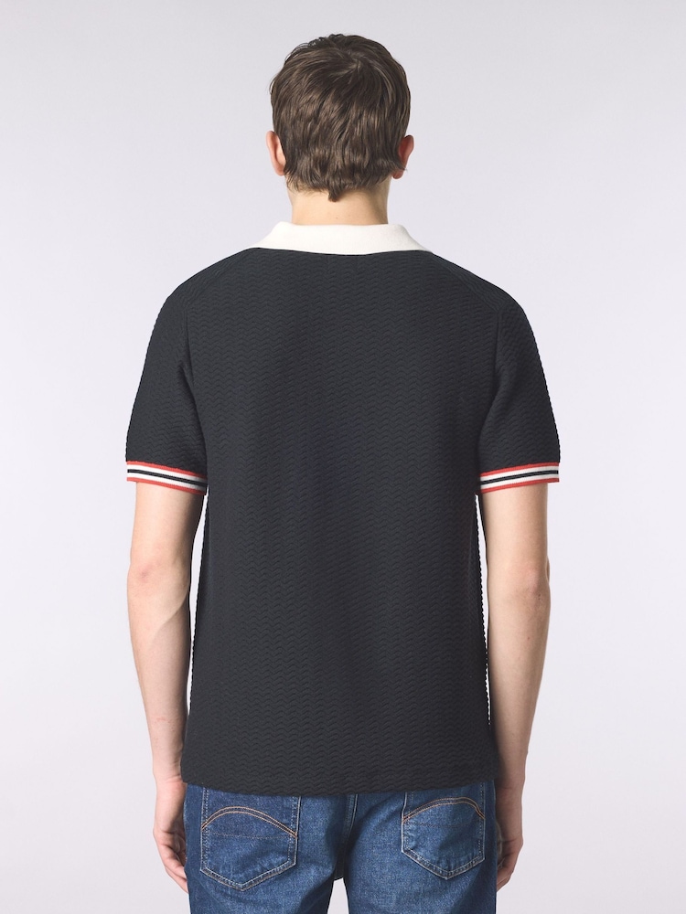 Pretty Green Black Stratosphere Knit Polo Shirt - Image 2 of 4