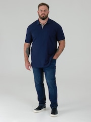 D555 Blue GRANT Fully Combed Pique Polo Shirt With Pocket - Image 3 of 8