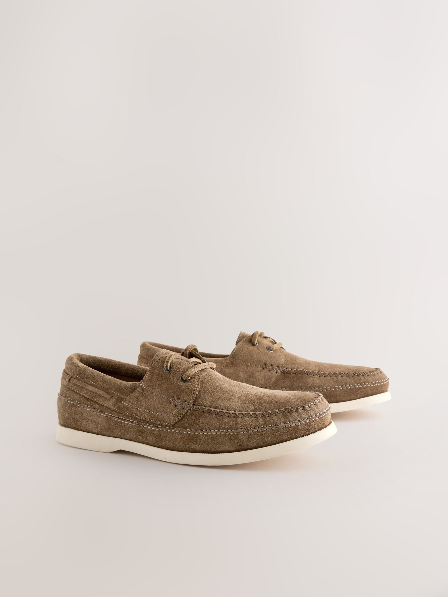 Buy Neutral Stitch Detail Suede Boat Shoes from Next Romania