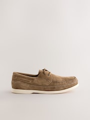 Neutral Stitch Detail Suede Boat Shoes - Image 4 of 7