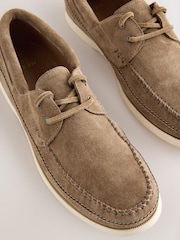 Neutral Stitch Detail Suede Boat Shoes - Image 5 of 7