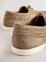 Neutral Stitch Detail Suede Boat Shoes - Image 6 of 7