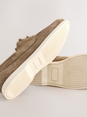 Neutral Stitch Detail Suede Boat Shoes - Image 7 of 7