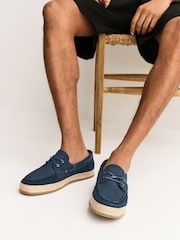 Blue Jute Wrap Suede Boat Shoes - Image 1 of 7