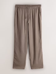 Neutral Relaxed Fit Essential Elasticated Waist Trousers With Linen - Image 1 of 3