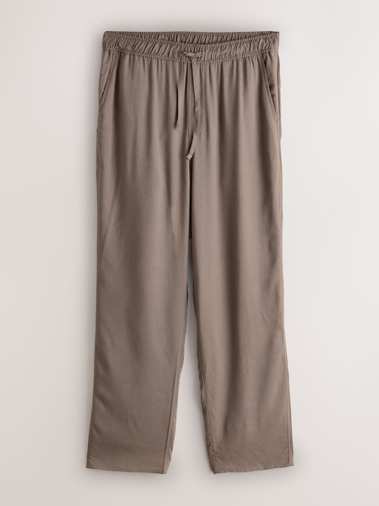Neutral Relaxed Fit Essential Elasticated Waist Trousers With Linen - Image 1 of 3 Neutral Relaxed Fit Essential Elasticated Waist Trousers With Linen - Image 1 of 3