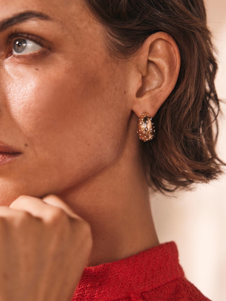 Mint Velvet Gold Tone Crystal Statement Earrings - Image 1 of 5