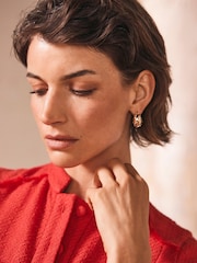 Mint Velvet Gold Tone Crystal Statement Earrings - Image 2 of 5
