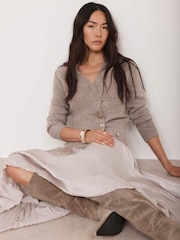 Mint Velvet Natural Asymmetric Detail Cardigan - Image 1 of 8