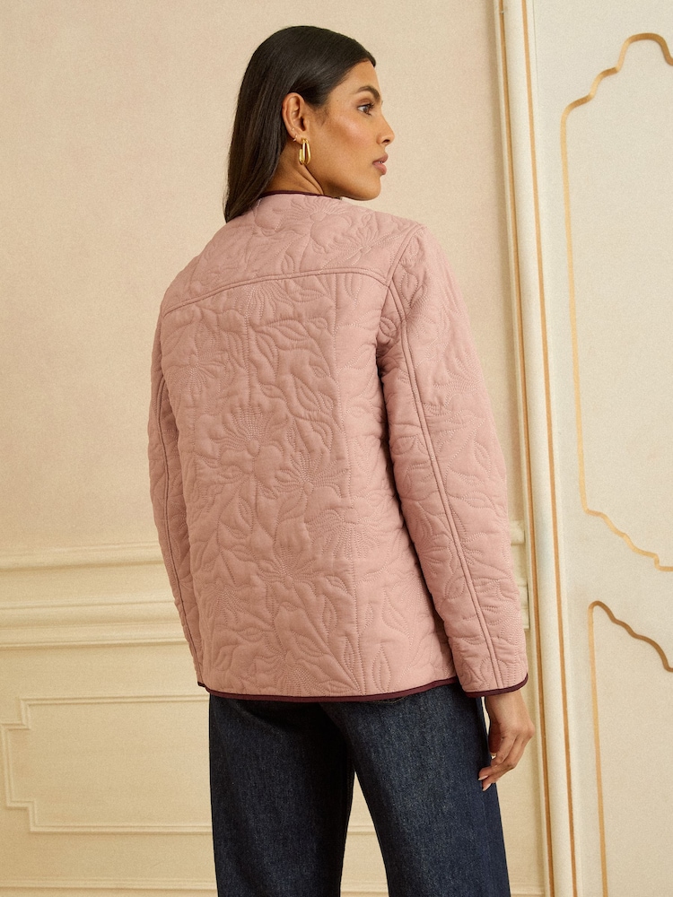 Love & Roses Pink Quilted Floral Jacket - Image 2 of 4