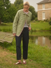 Love & Roses Khaki Green Quilted Floral Jacket - Image 3 of 4