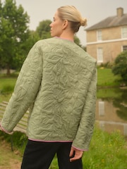 Love & Roses Khaki Green Quilted Floral Jacket - Image 4 of 4