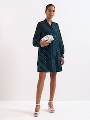 Phase Eight Blue Sonali Satin Dress - Image 3 of 6