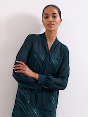 Phase Eight Blue Sonali Satin Dress - Image 4 of 6