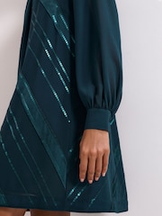 Phase Eight Blue Sonali Satin Dress - Image 5 of 6