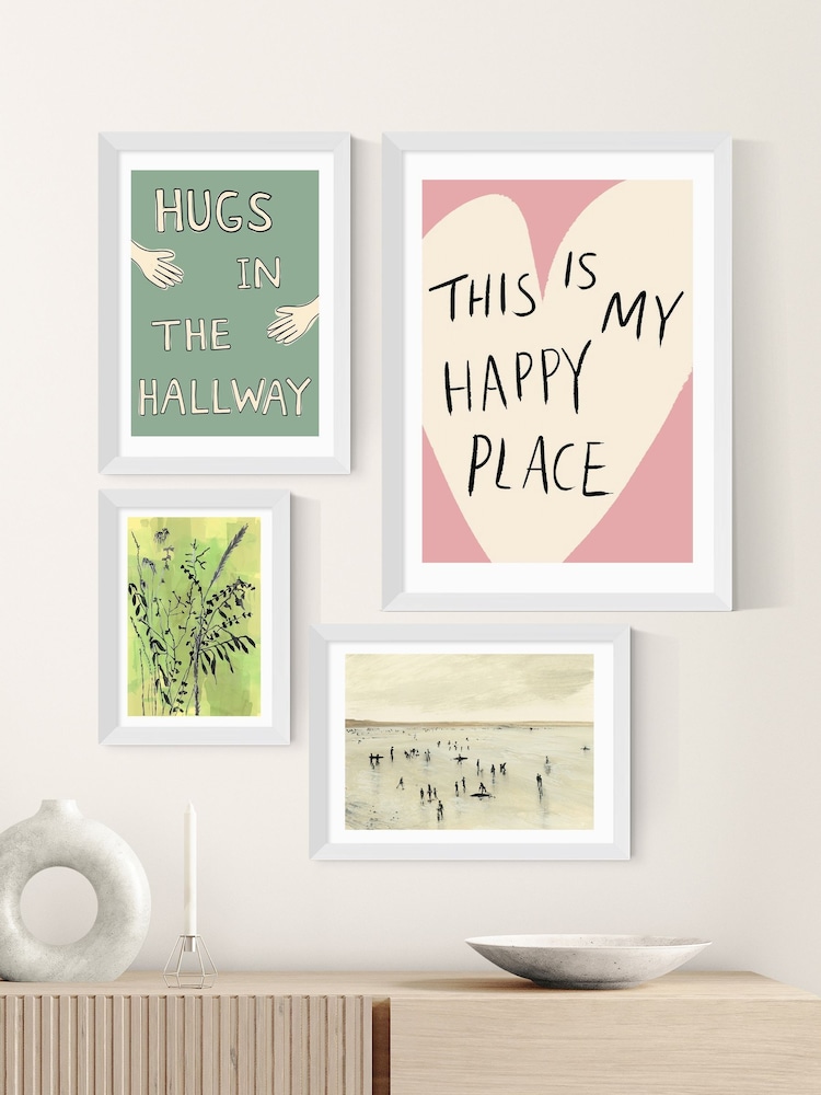 East End Prints White Hugs In The Hallway Wall Art Print by Amber May Art - Image 3 of 3