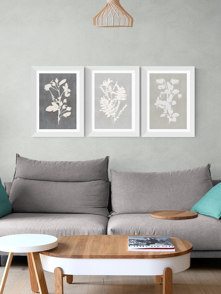 East End Prints White Botanical Illustration Triptych Wall Art Prints by Cartissi - Image 1 of 2